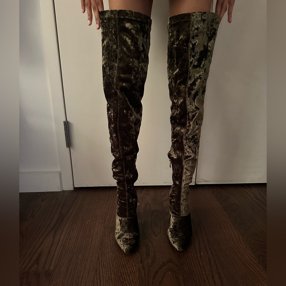 Olive Knee high Boots